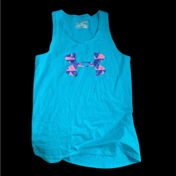 Under Armour Blue Tank Top with Purple Logo - Picture 1 of 4
